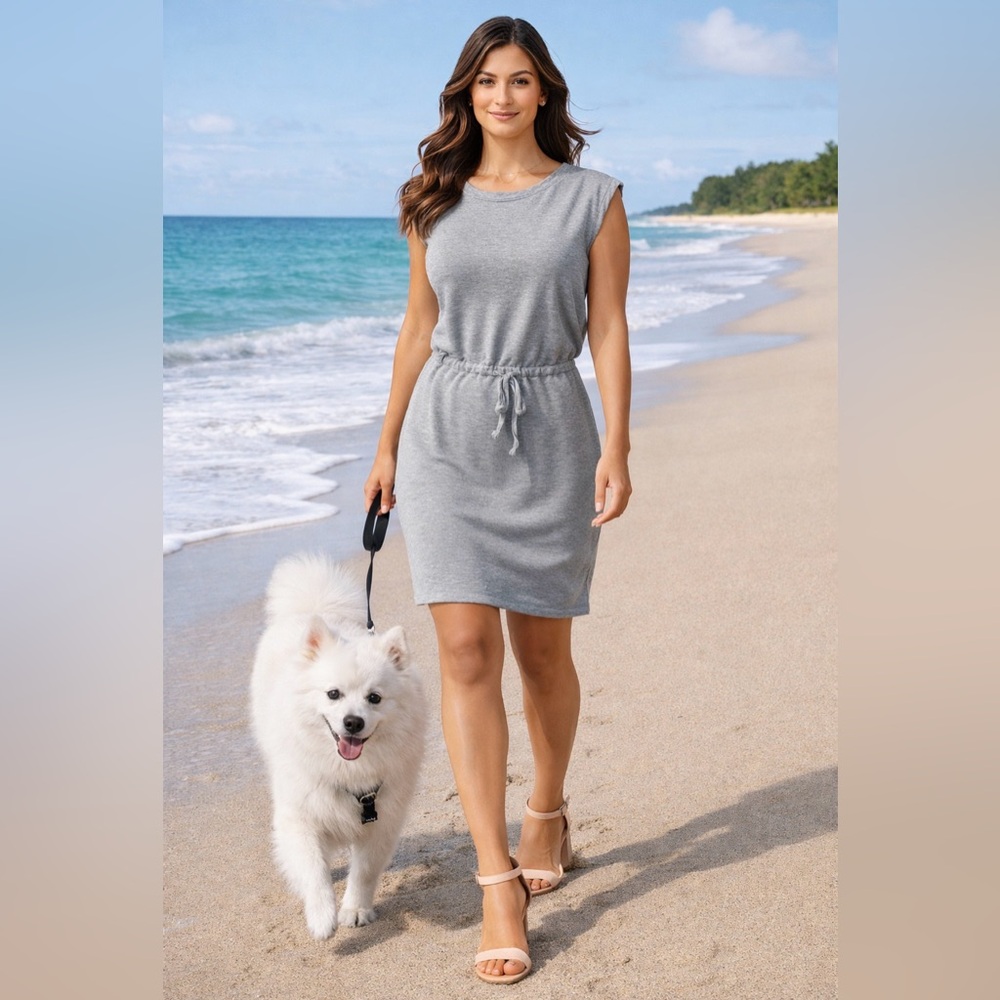 Calvin Klein Sweatshirt Shirt Dress M Medium Gray Stretch Casual NWT